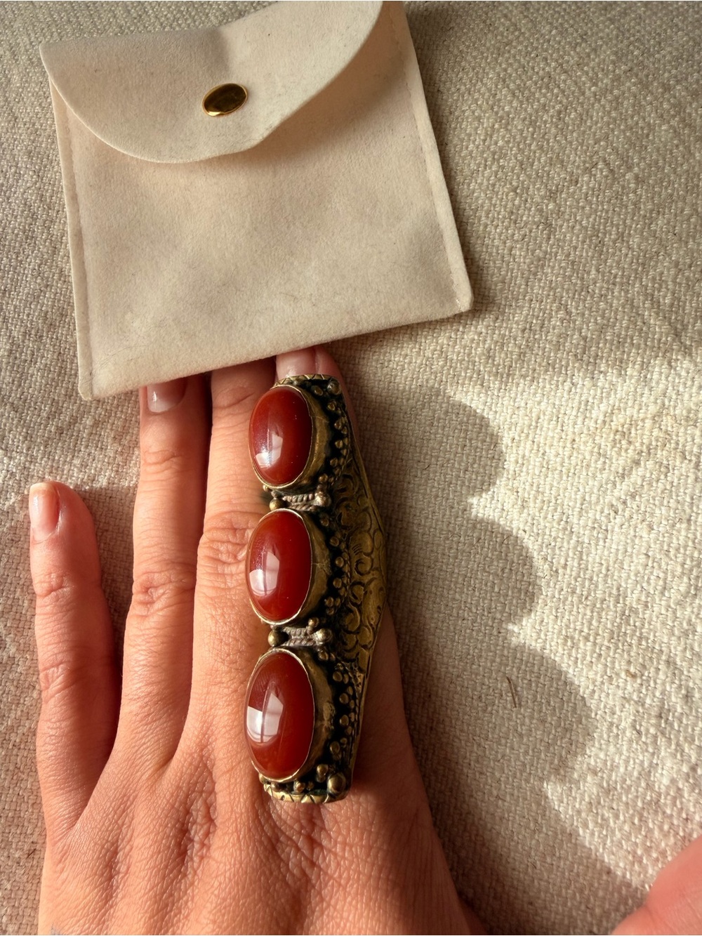 BOHO VINTAGE NATALIE B TRIPLE STONE KNUCKLE RING